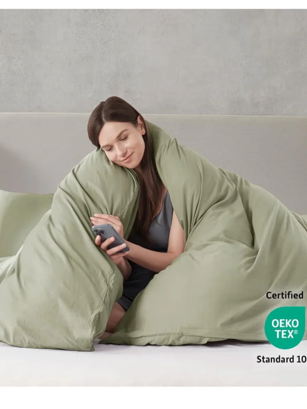 Light Sage Green Duvet Cover with Zipper 3Pc. Set-FULL SIZE